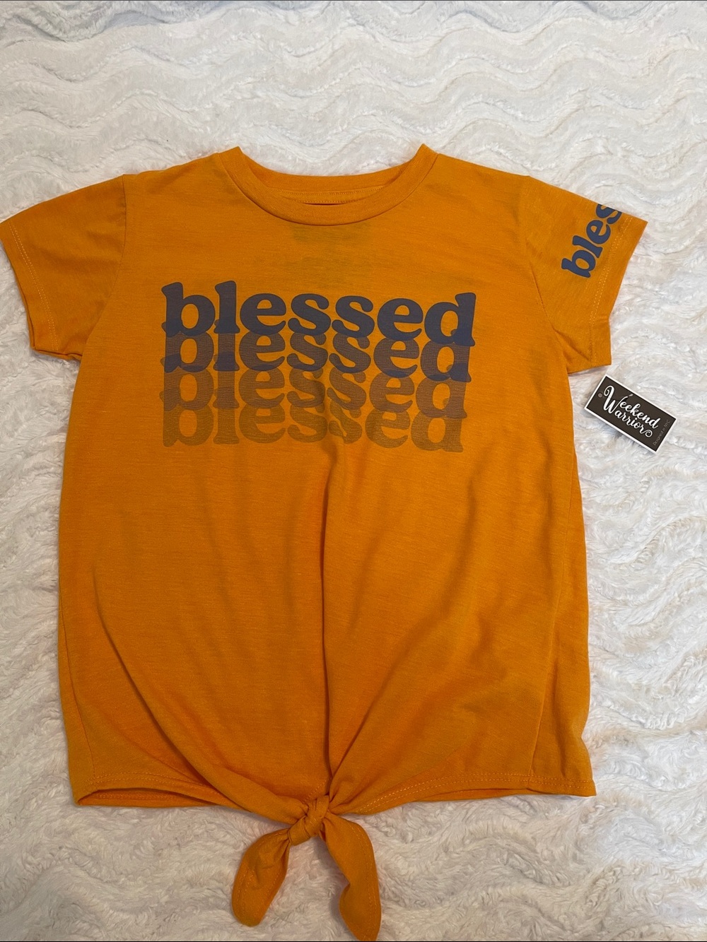 NWT Blessed Graphic T-Skirt Yellow/Orange with Inspirational Quote on Back